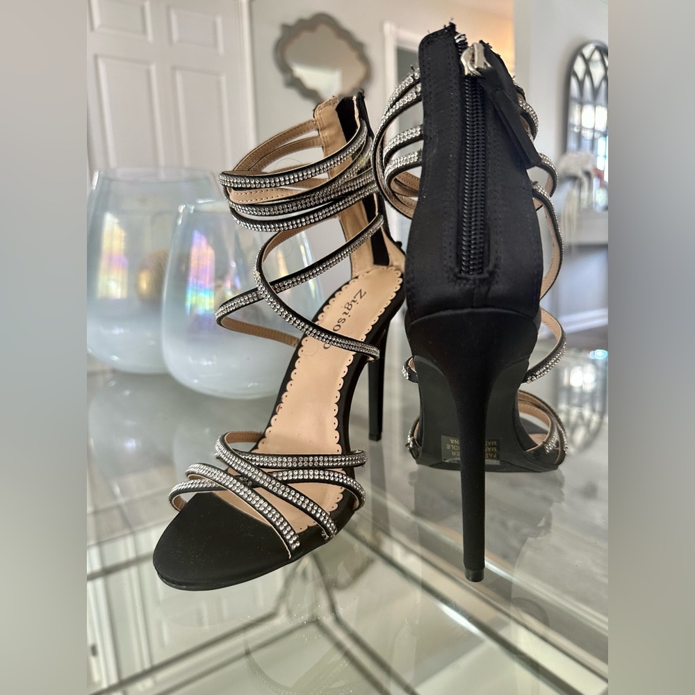Zigi Soho High Heel Sandals Black With Rhinestones ,V… Gem